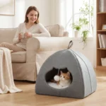 Cat Cave Bed with Cushion & Teaser Ball - Image 4