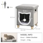 Cat Bed Cube with Scratching Pad & Cushion - Image 3