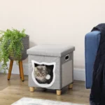 Cat Bed Cube with Scratching Pad & Cushion - Image 2